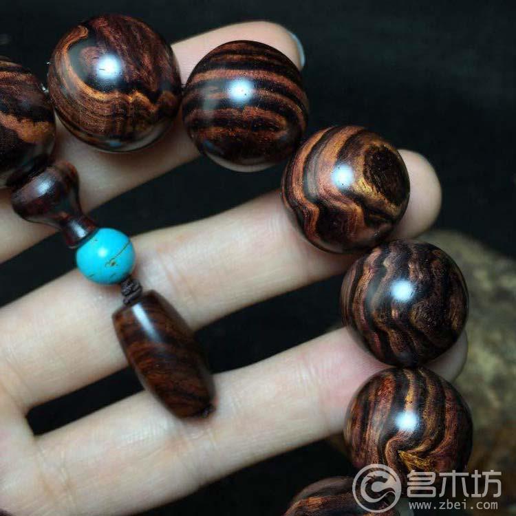 海南黄花梨油梨虎皮纹水波纹1.8X13颗手串细节图片