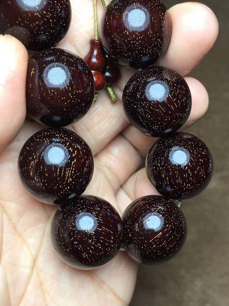 印度小叶紫檀满天星满金星手串2.0-12颗- 名木坊
